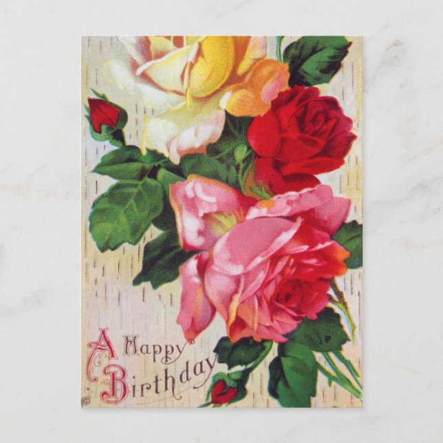 Carte Postale Anniversaire floral vintage (Devant)
