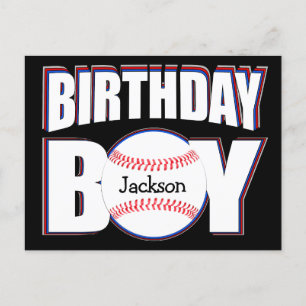 Carte Postale Anniversaire Garçon Custom Baseball Nom du joueur