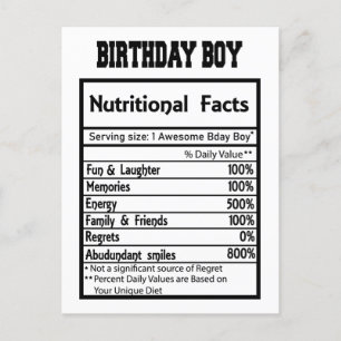 Carte Postale Anniversaire Garçon Faits nutritionnels