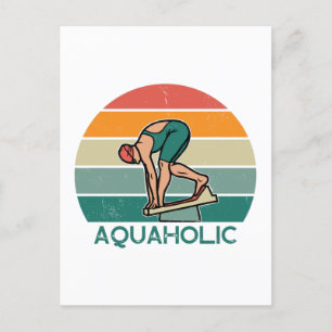 Carte Postale Anniversaire graphique de la nage aquatique fille 