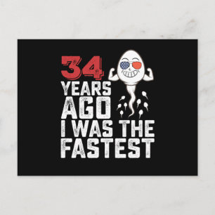 Carte Postale Anniversaire il y a 34 ans j'étais le plus rapide