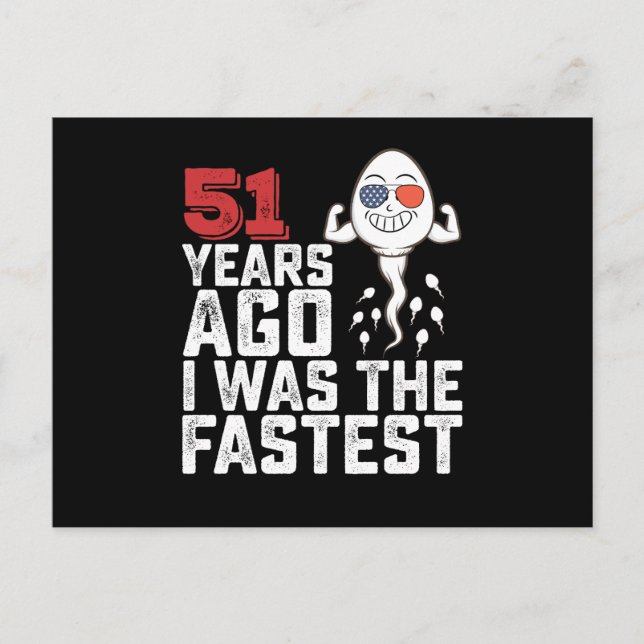 Carte Postale Anniversaire il y a 51 ans J'étais le plus rapide (Devant)