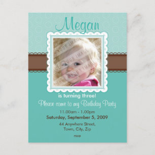 Carte Postale ANNIVERSAIRE INVITATION :: jolie 7