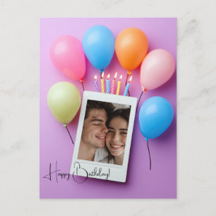 Carte Postale Anniversaire Joyeux Violet Personnalisé Poloraid