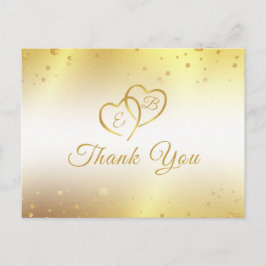 Carte Postale Anniversaire Merci Monogramme Coeurs d'or