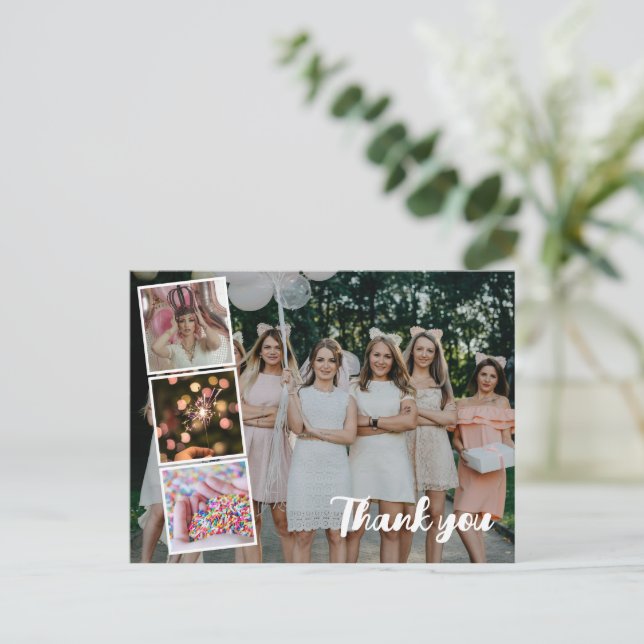 Carte Postale Anniversaire Merci Photo Collage douche nuptiale (Debout devant)