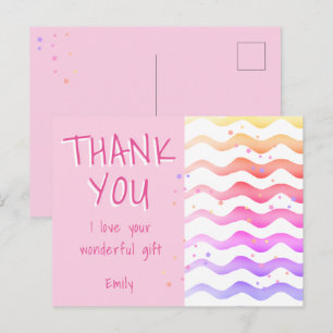 Carte Postale Anniversaire Merci Rose Wave Girl