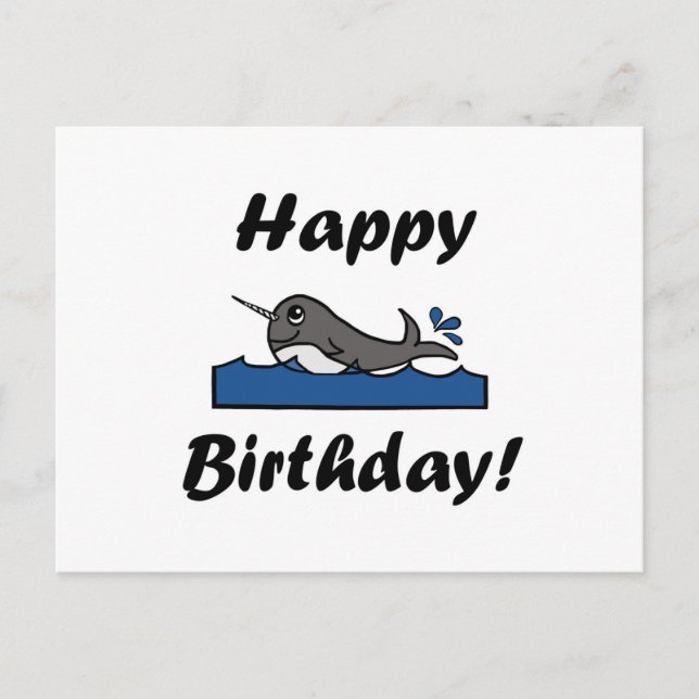 Carte Postale Anniversaire Narwhal (Devant)