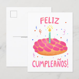 Carte Postale Anniversaire Pan Dulce Concha en espagnol