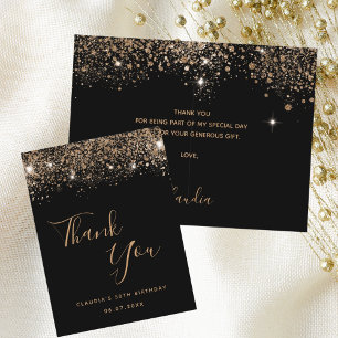 Carte Postale Anniversaire parties scintillant d'or noir glamour