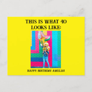 Carte Postale Anniversaire personnalisé drôle 40 ans
