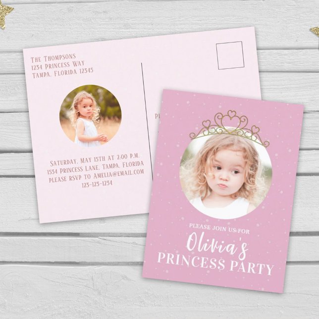 Carte Postale Anniversaire Pink Photo Princesse Simple Mignonne (Créateur téléchargé)