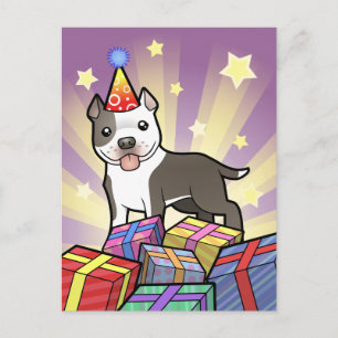 Carte Postale Anniversaire Pitbull / American Staffordshire Terr