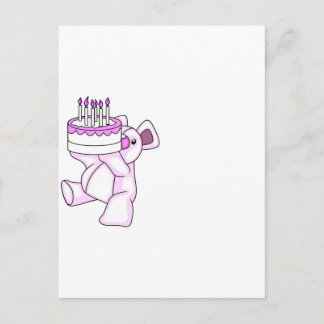 Carte Postale Anniversaire rose Teddy Bear Party Thème