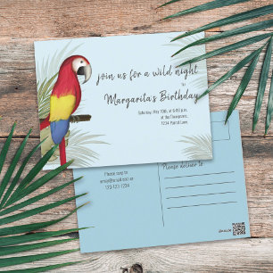 Carte Postale Anniversaire sauvage botanique oiseau tropical ver