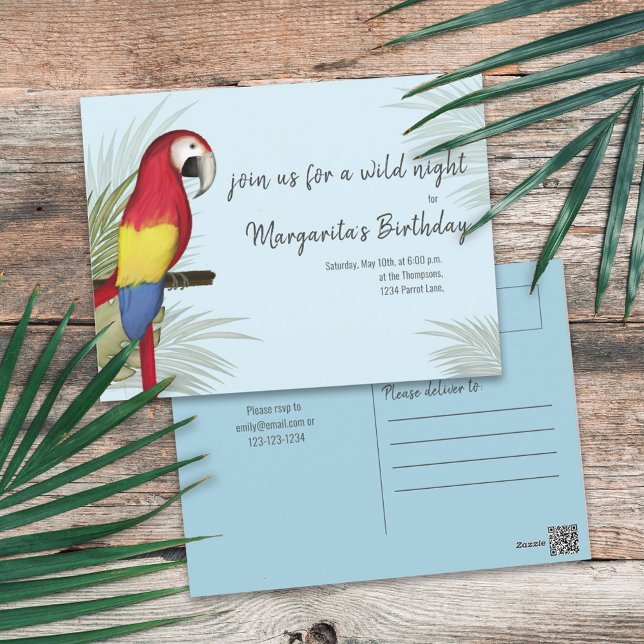 Carte Postale Anniversaire sauvage botanique Oiseau Tropical Ver (Créateur téléchargé)