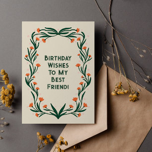 Carte Postale Anniversaire Souhaite cadre floral élégant