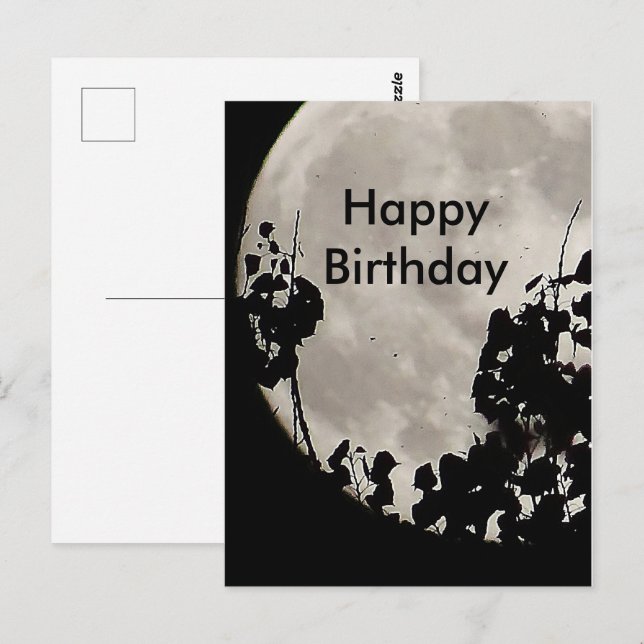Carte Postale Anniversaire sous la lune mystique (Devant / Derrière)