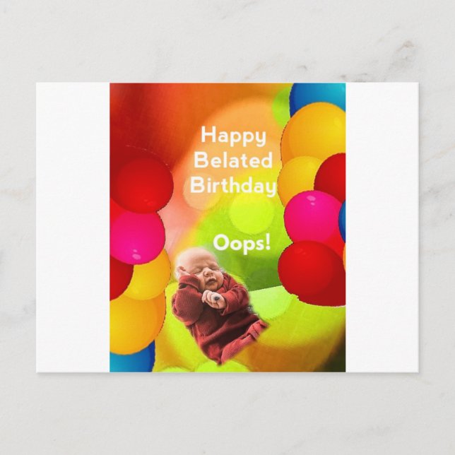 Carte Postale Anniversaire tardif avec des ballons (Devant)