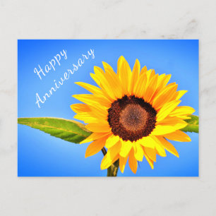 Carte postale Anniversaire tournesol jaune sur le 