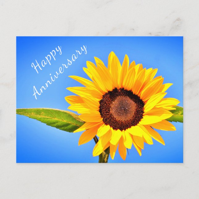 Carte postale Anniversaire tournesol jaune sur le  (Devant)