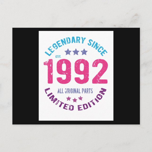 Carte Postale Anniversaire Vintage 1992 (Devant)