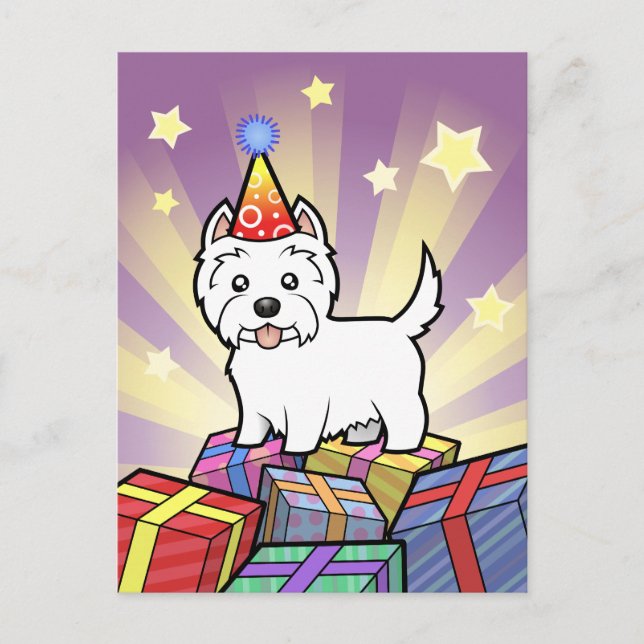 Carte Postale Anniversaire West Highland White Terrier (Devant)
