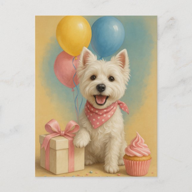 Carte Postale Anniversaire Westie (Devant)