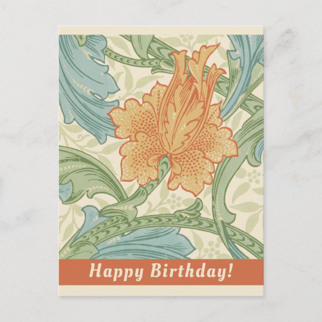 Carte Postale Anniversaire William Morris papier peint floral CC (Devant)