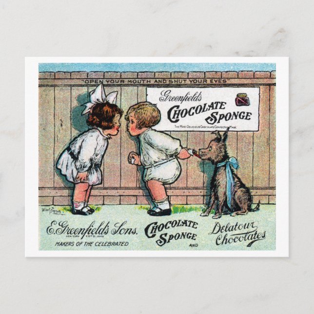Carte Postale Annonce de bonbons au chocolat 1905 (Devant)