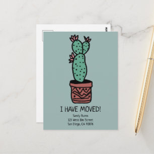 Carte Postale Annonce de déménagement à nouvelle adresse Cactus