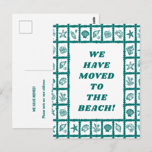 Carte Postale ANNONCE DE DÉMÉNAGEMENT ADRESSE Green Seashells Be