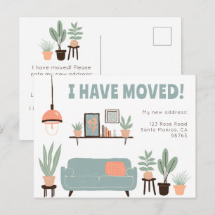 Carte Postale Annonce de déménagement Adresse Salon Canapé Migno