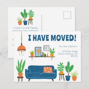 Carte Postale Annonce de déménagement Adresse Salon Canapé Migno