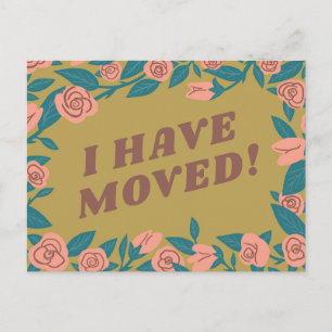 Carte Postale ANnonce de déménagement Cadre de rose rose mignon 