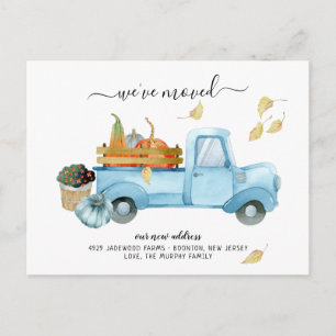 Carte Postale Annonce de déménagement Camion Citrouille Automne