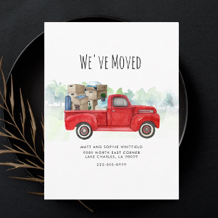 Carte Postale Annonce de déménagement Camionnette Rouge Vintage