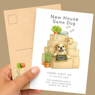 Carte Postale Annonce de déménagement de Bulldog New House