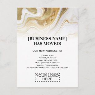 Carte Postale Annonce de déménagement de l'entreprise Logo Gold 