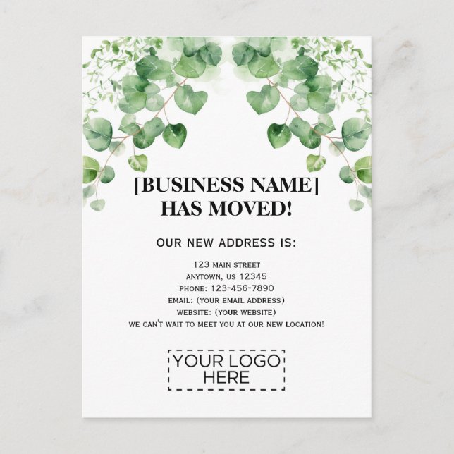 Carte Postale Annonce de déménagement de l'entreprise Logo Green (Devant)