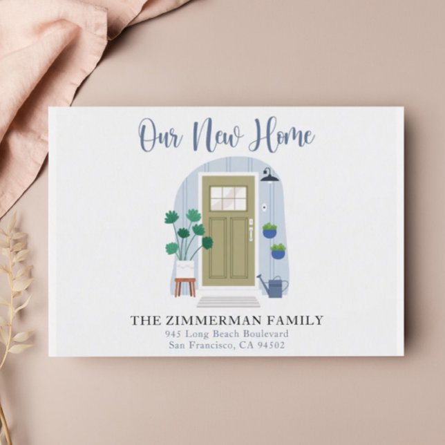 Carte Postale Annonce de déménagement de porte aquarelle de notr (Créateur téléchargé)