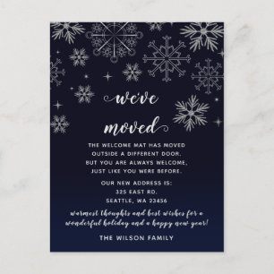 Carte Postale Annonce de déménagement de vacances de flocons de 
