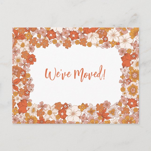 Carte Postale Annonce de déménagement Fleur Orange Nous Avons Dé (Devant)