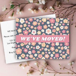 Carte Postale ANNONCE DE DÉMÉNAGEMENT Motif Fleurs de Marguerite