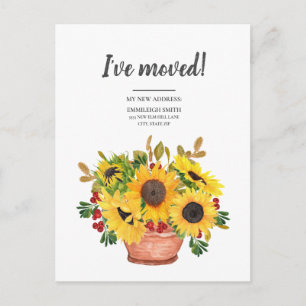Carte Postale Annonce de déménagement Tournesol jaune Baies roug