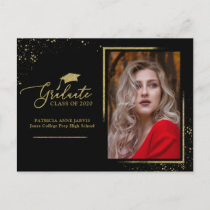 Carte Postale Annonce de diplômé chic paillettes dorées
