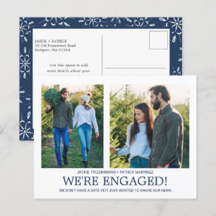 Carte Postale Annonce de fiançailles 2 Photo motif flocon de nei
