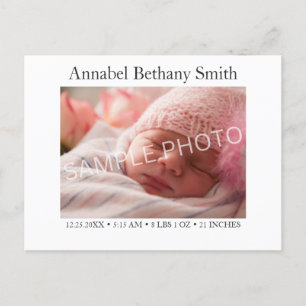 Carte Postale Annonce de naissance avec photo de bébé