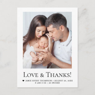 Carte Postale Annonce de naissance de bébé avec photo de famille