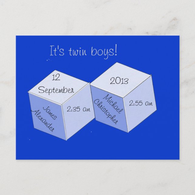 Carte postale - Annonce de naissance de jumeaux ga (Devant)